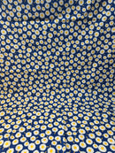 120cms All Cotton VINTAGE Floral Blue & Yellow Fabric