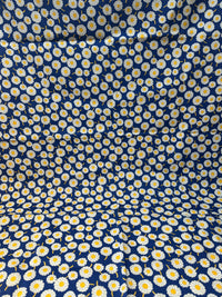 120cms All Cotton VINTAGE Floral Blue & Yellow Fabric