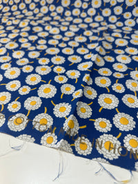 120cms All Cotton VINTAGE Floral Blue & Yellow Fabric