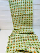 240cms Vintage Cotton Farbic Green & Orange Print