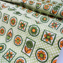 240cms Vintage Cotton Farbic Green & Orange Print