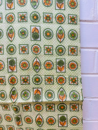 240cms Vintage Cotton Farbic Green & Orange Print