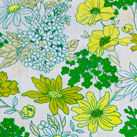UNUSED Vintage Green Floral Sheet FABRIC