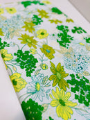 UNUSED Vintage Green Floral Sheet FABRIC