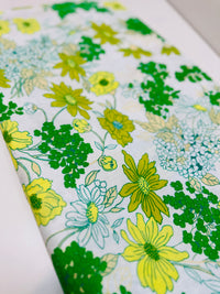 UNUSED Vintage Green Floral Sheet FABRIC