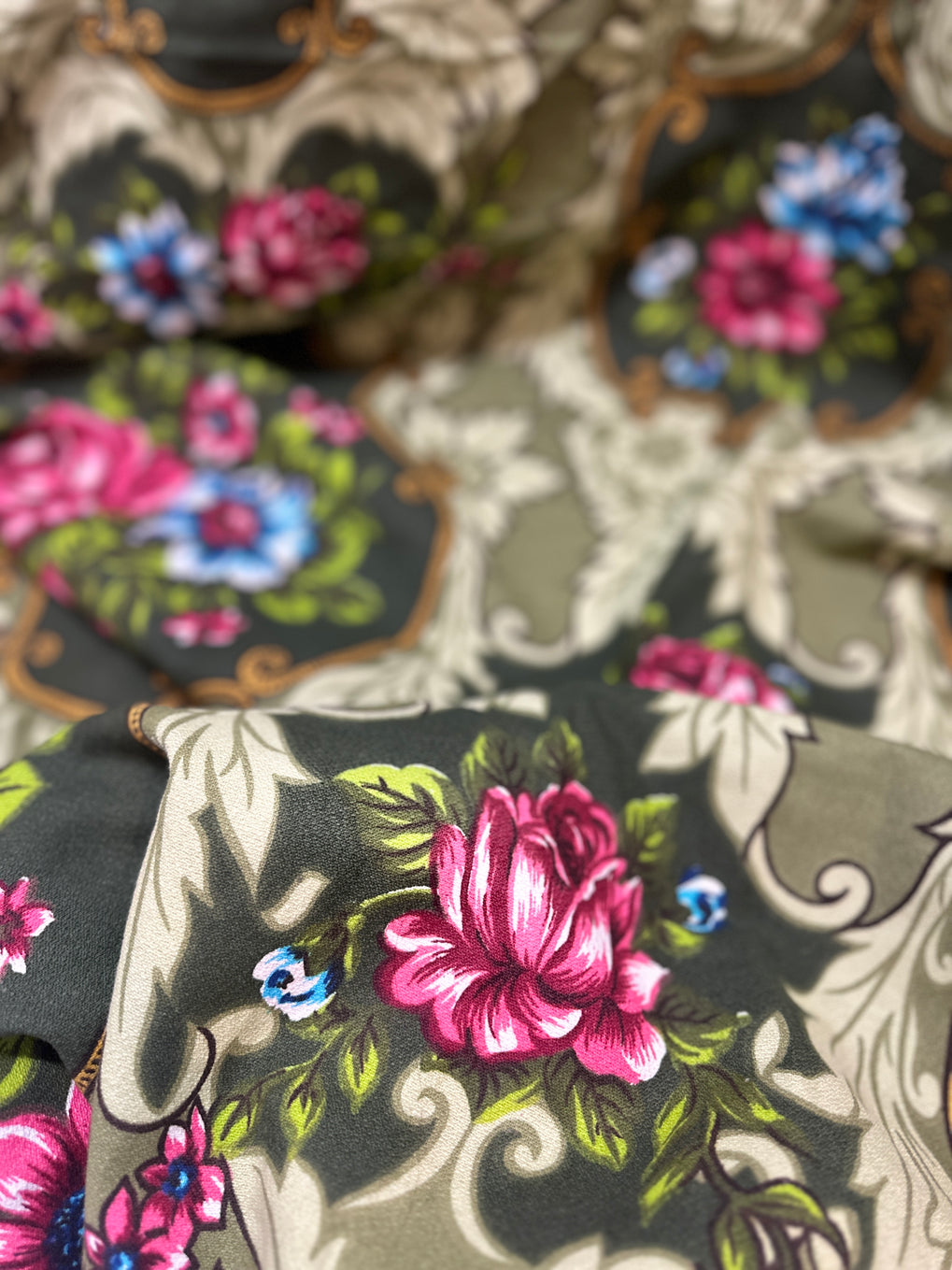 Cretonne Denise Stampa A Mano Fabric VINTAGE