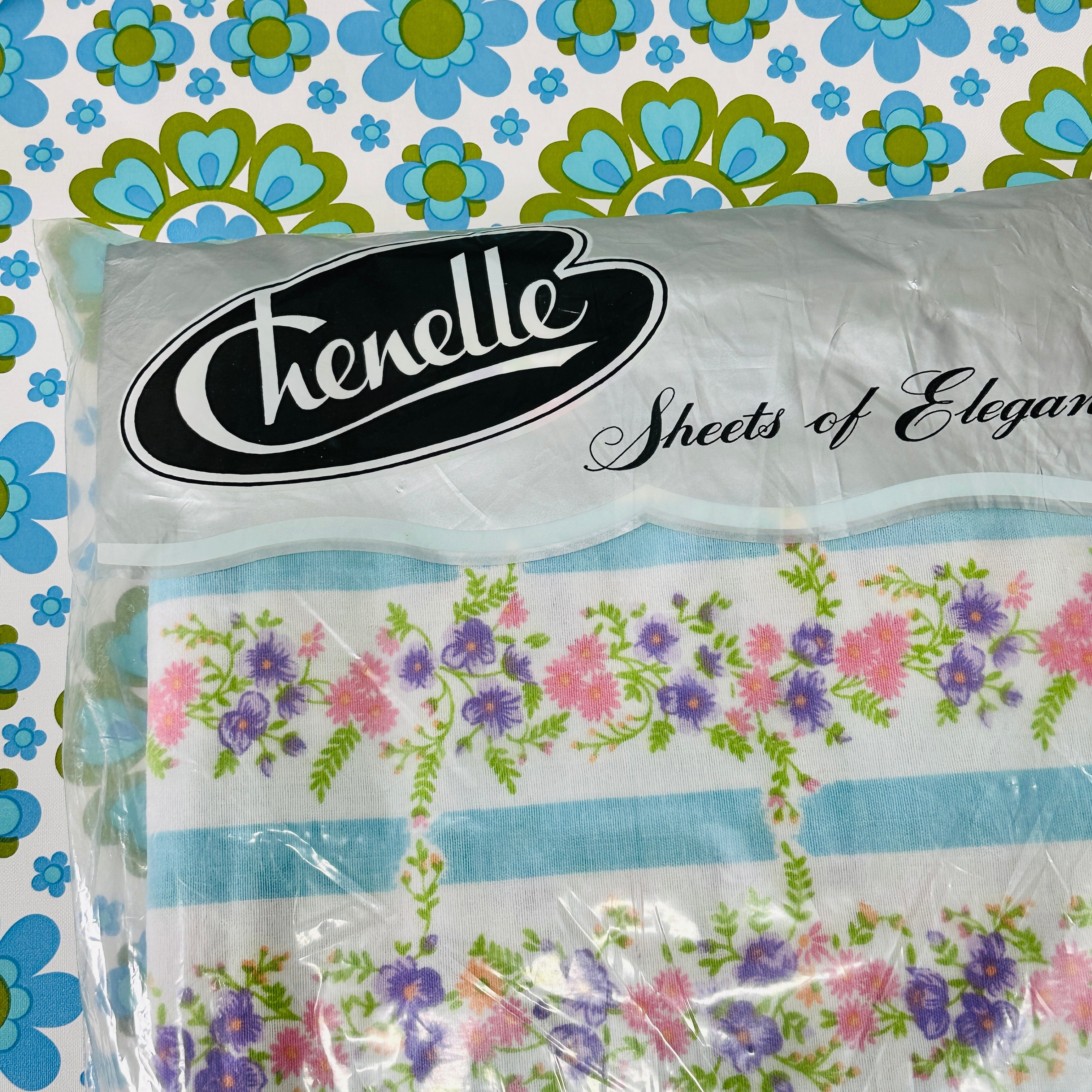 Retro Brushed Cotton Sheet UNUSED Blue