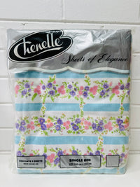 Retro Brushed Cotton Sheet UNUSED Blue