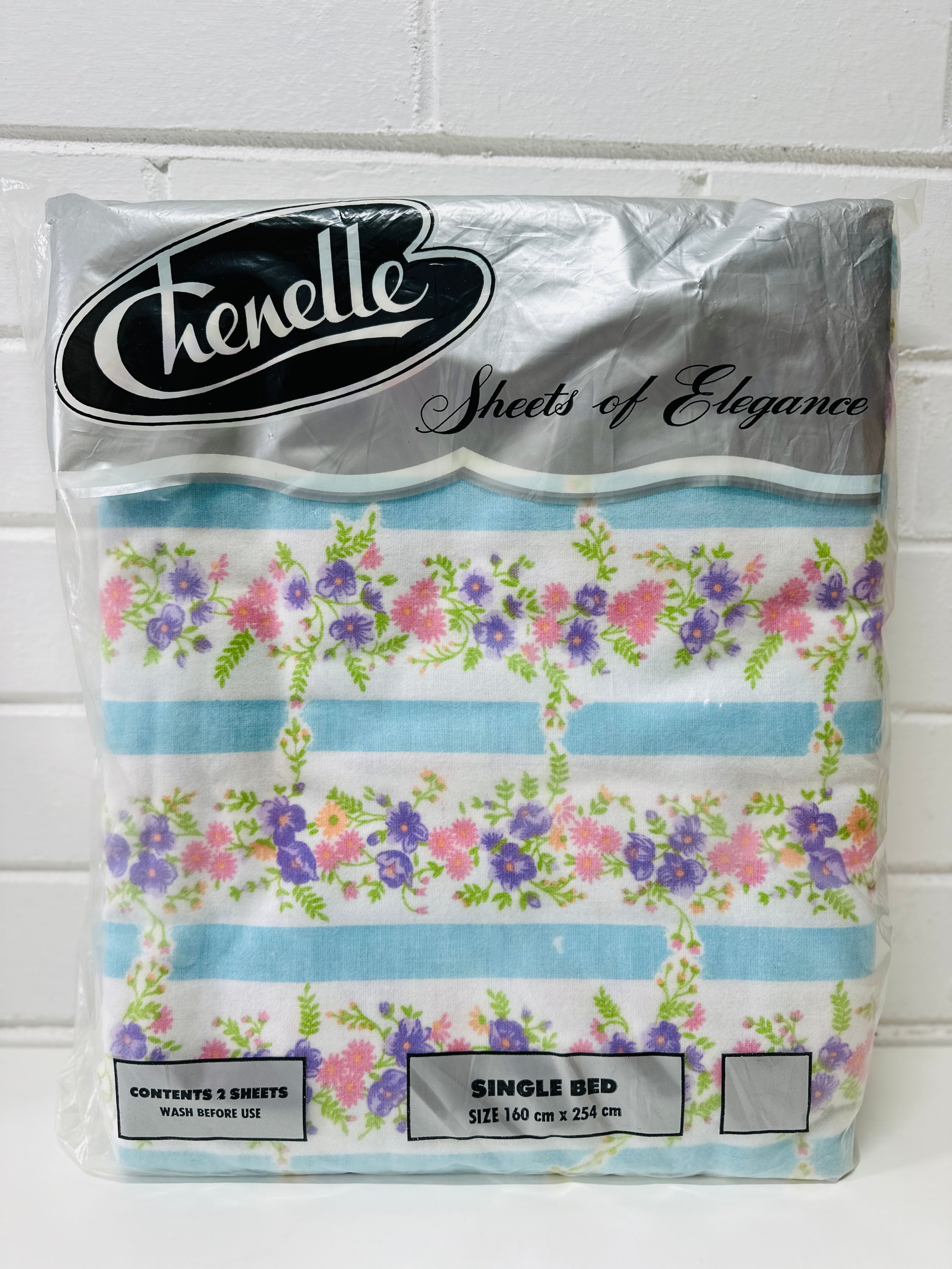 Retro Brushed Cotton Sheet UNUSED Blue