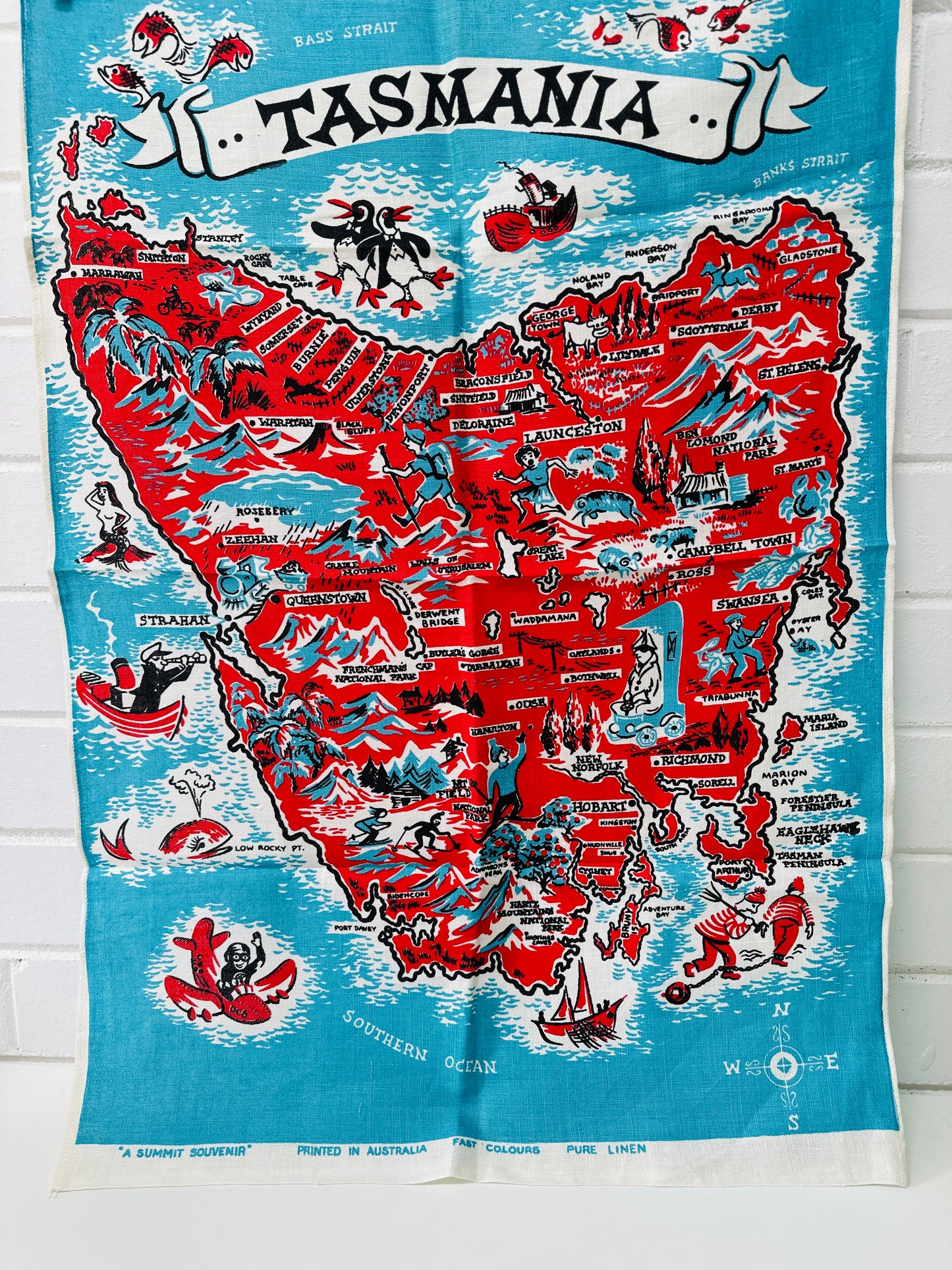 TASMANIA unused Vintage Tea Towel