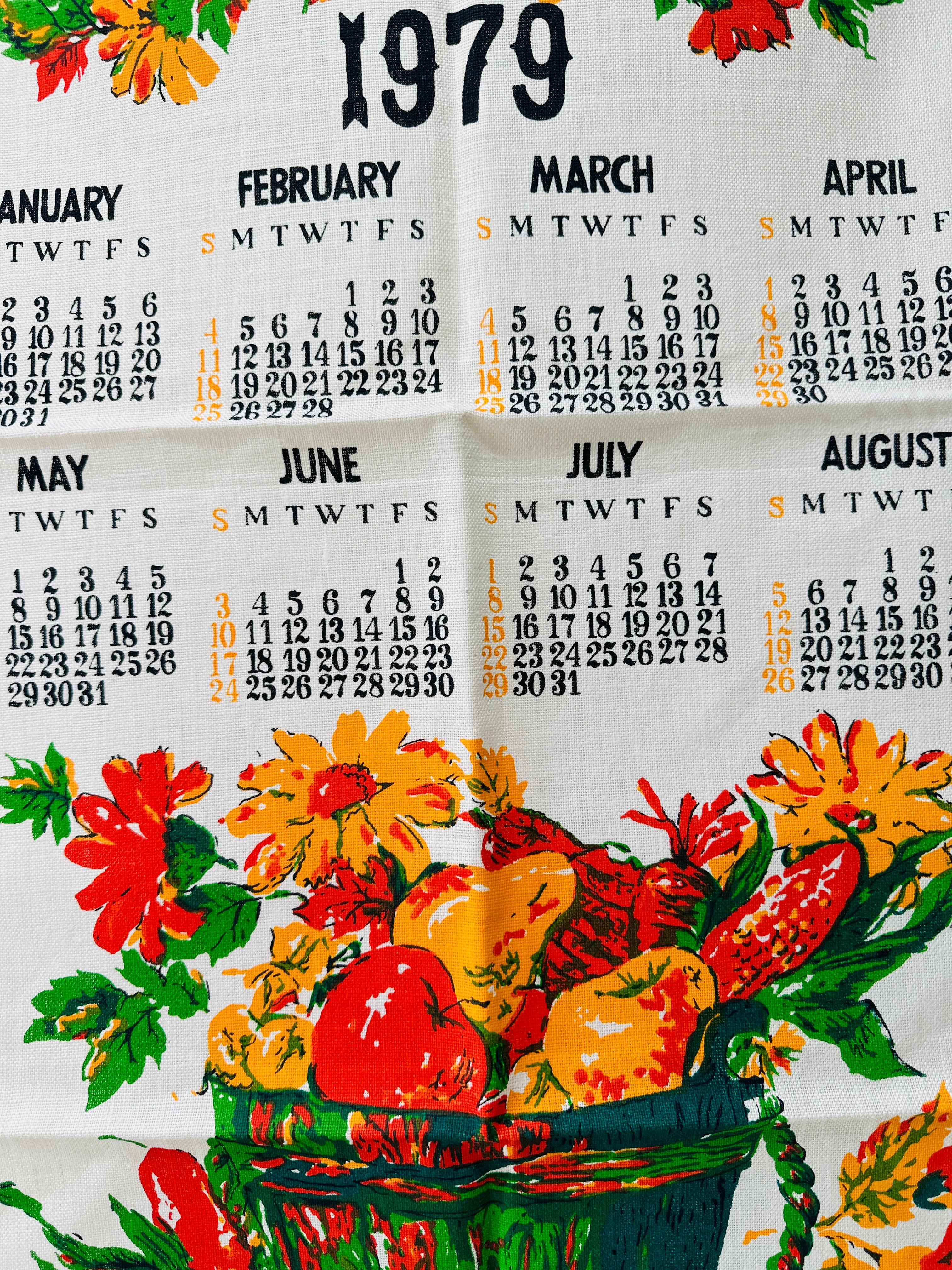 1979 Calendar Vintage Tea Towel