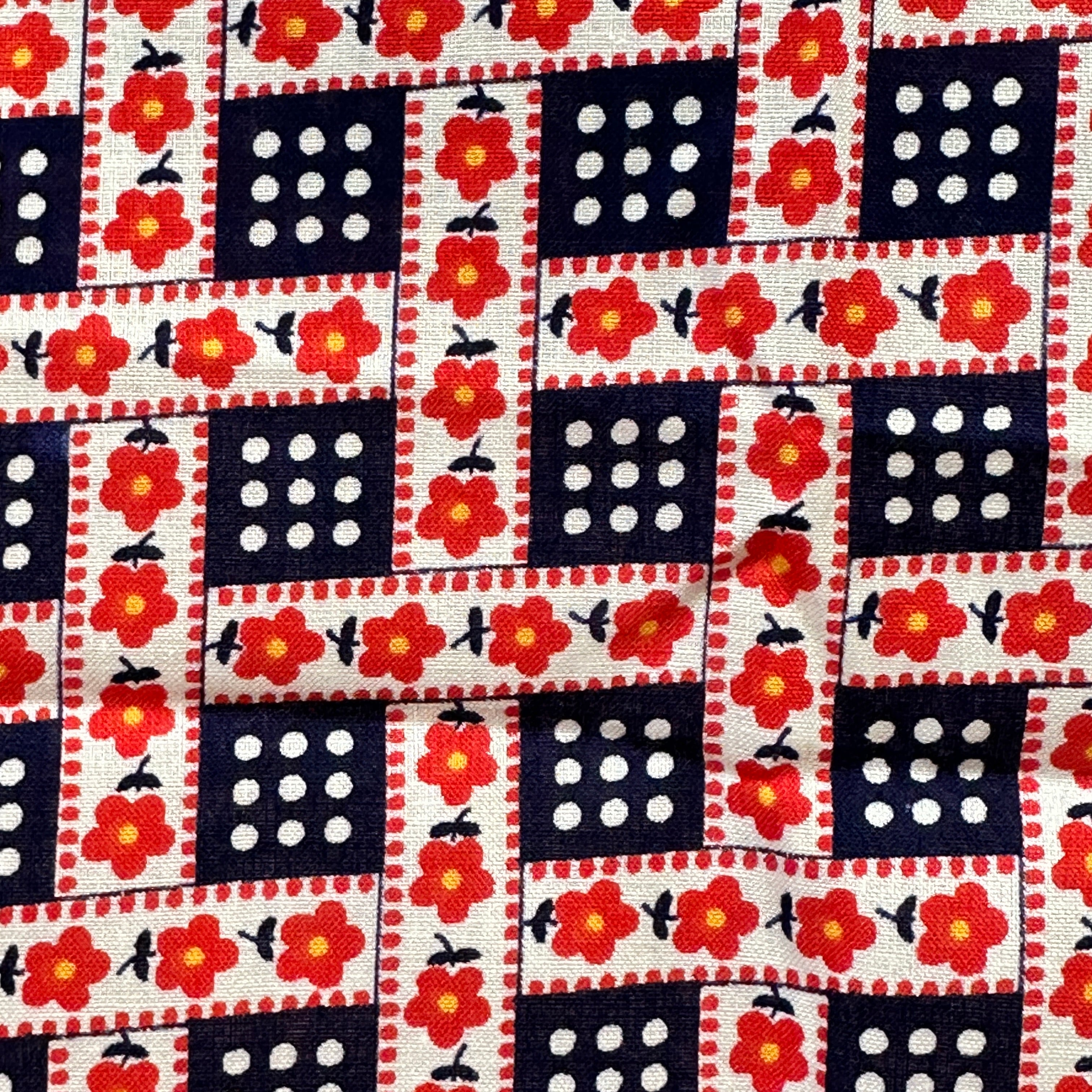 100cms Beautiful VINTAGE Bright Red & Navy Blue