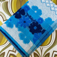 NOS Unused Vintage Cotton Hand Towel BLUE