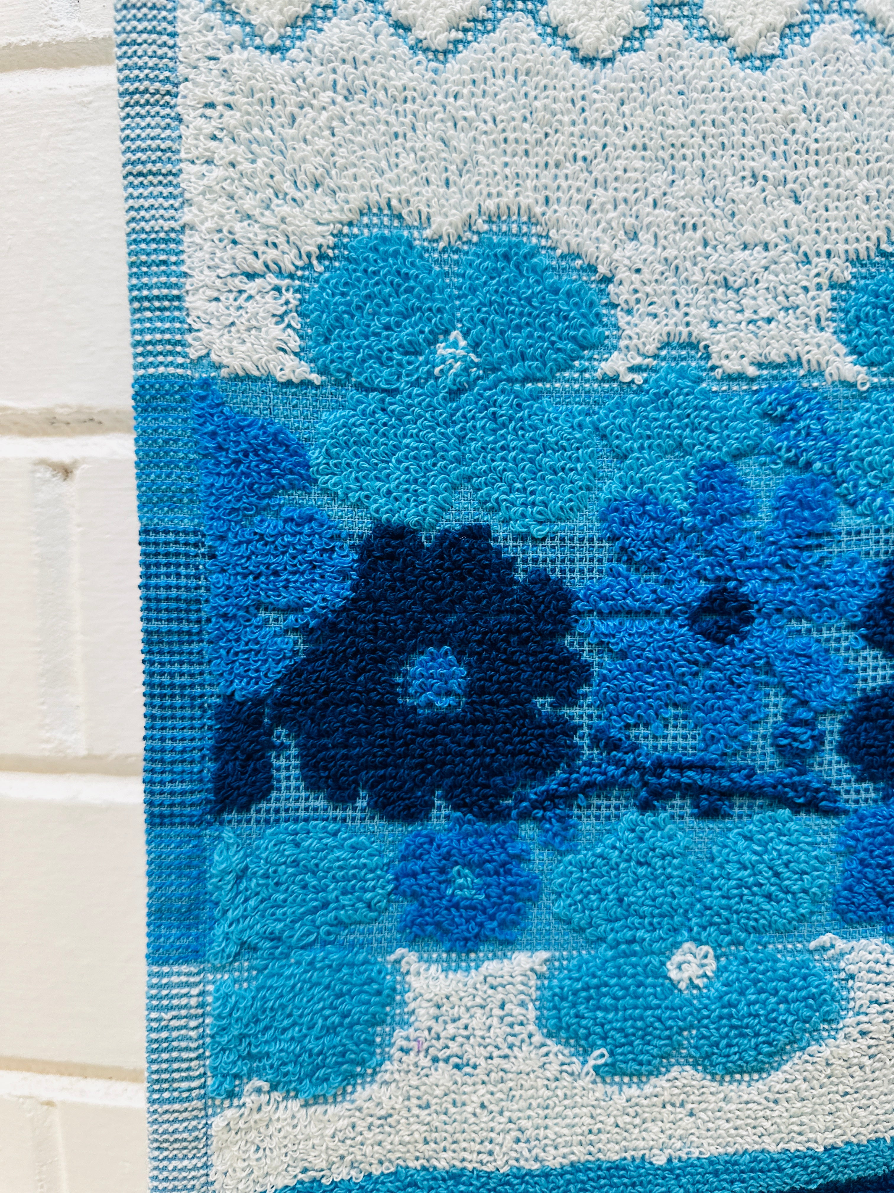 NOS Unused Vintage Cotton Hand Towel BLUE