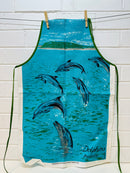 UNUSED Vintage Tea Towel Apron Dolphins