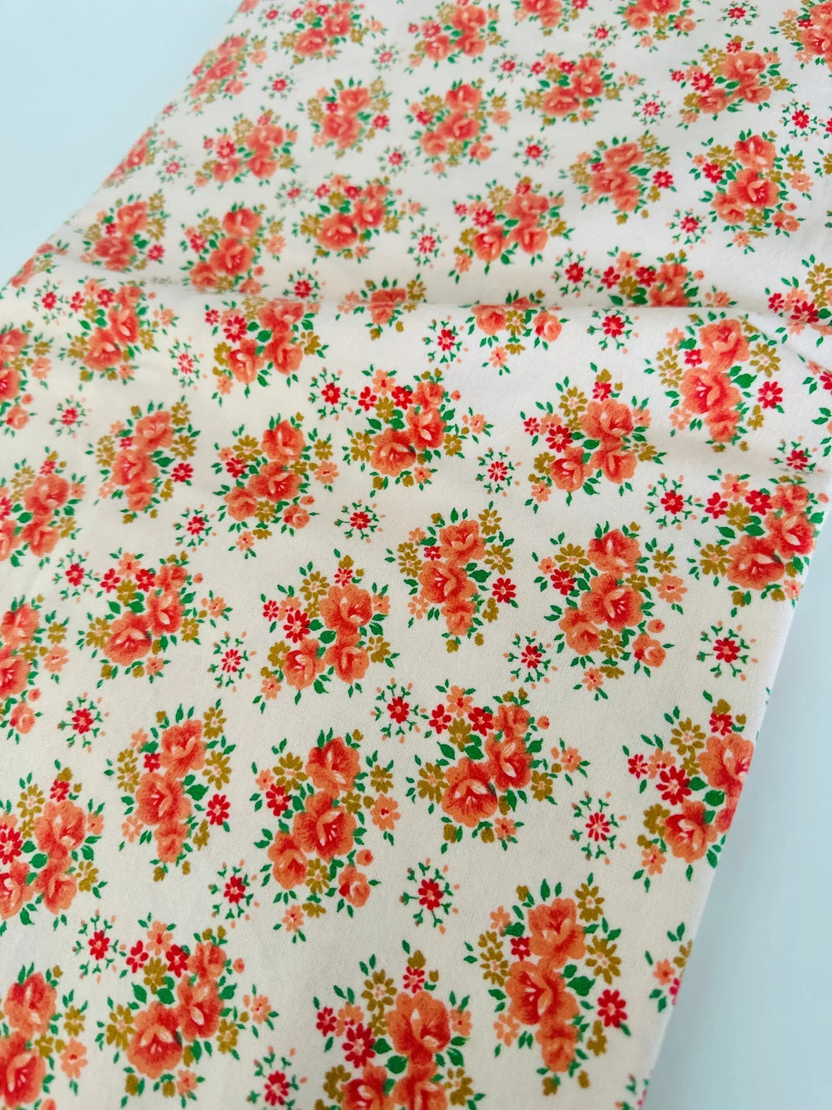 140cms Brushed VINTAGE Cotton Floral Apricot FABRIC