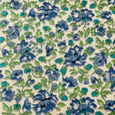 340cms VINTAGE Blue Floral Cotton FABRIC Beautiful