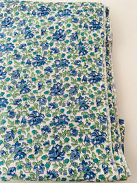 340cms VINTAGE Blue Floral Cotton FABRIC Beautiful