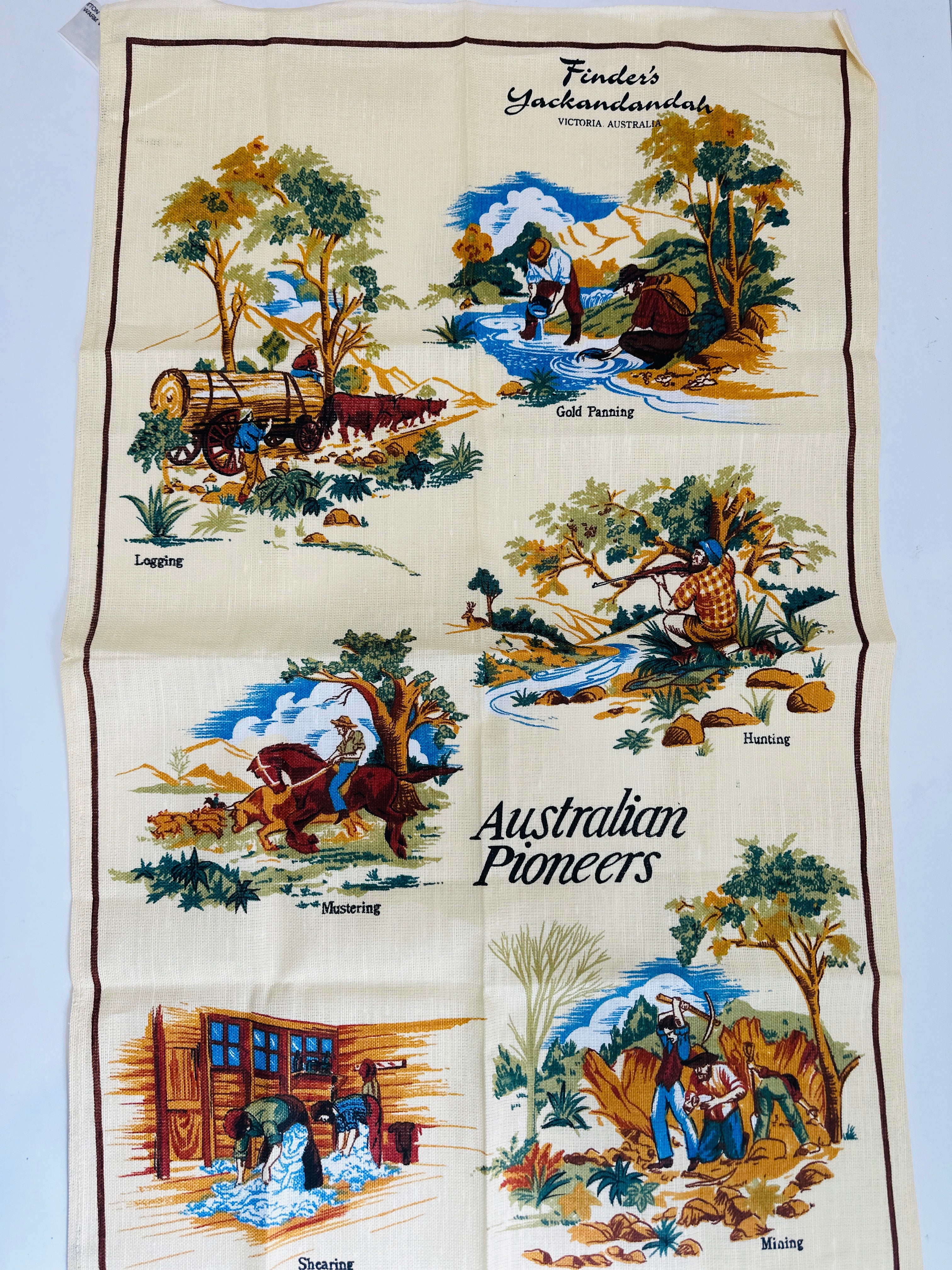 Vintage Australian Pioneers Tea Towel