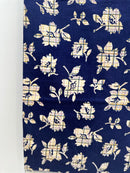 280cms Navy Blue Vintage Floral Fabric Cotton JAPAN