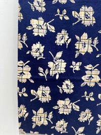 280cms Navy Blue Vintage Floral Fabric Cotton JAPAN