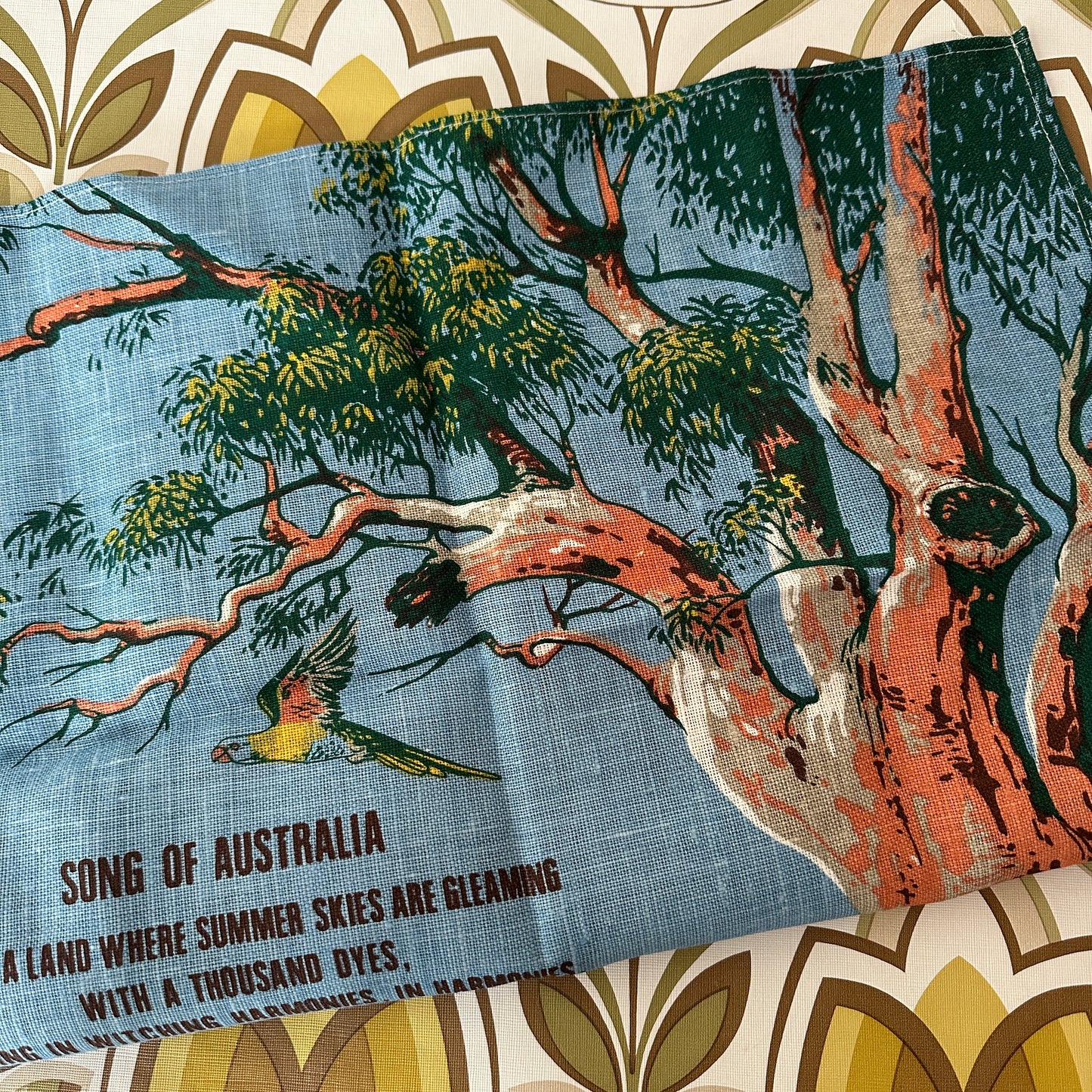 PURE Linen Song of Australia UNUSED Tea Towel