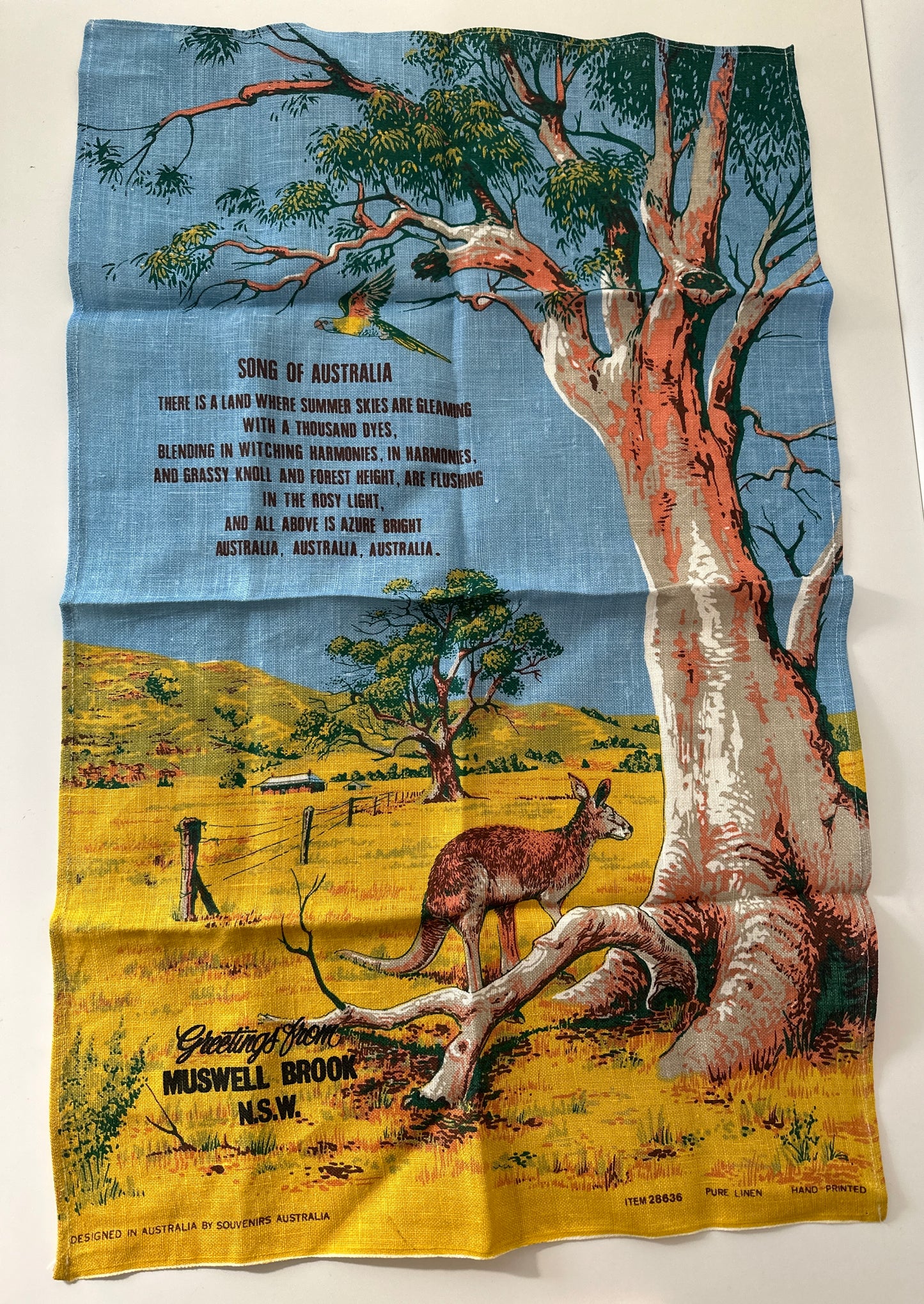 PURE Linen Song of Australia UNUSED Tea Towel