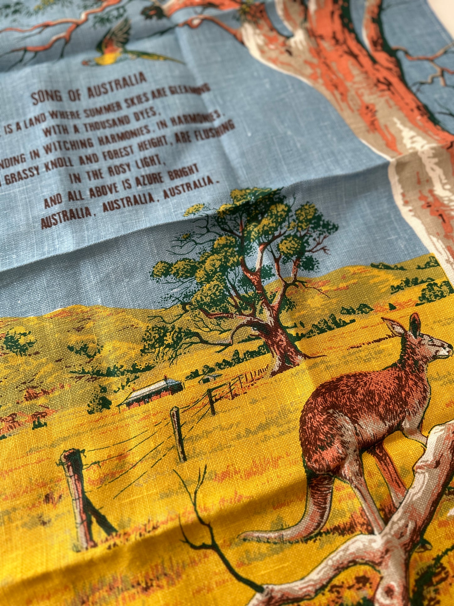 PURE Linen Song of Australia UNUSED Tea Towel