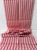 220cms. Sweet Vintage Red Cotton Floral Fabric Stripes