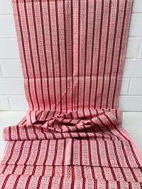 220cms. Sweet Vintage Red Cotton Floral Fabric Stripes