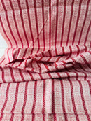 220cms. Sweet Vintage Red Cotton Floral Fabric Stripes