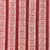 220cms. Sweet Vintage Red Cotton Floral Fabric Stripes