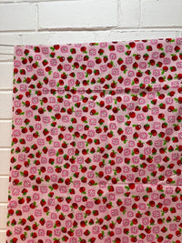 200cms Modern Pink Strawberry Fabric