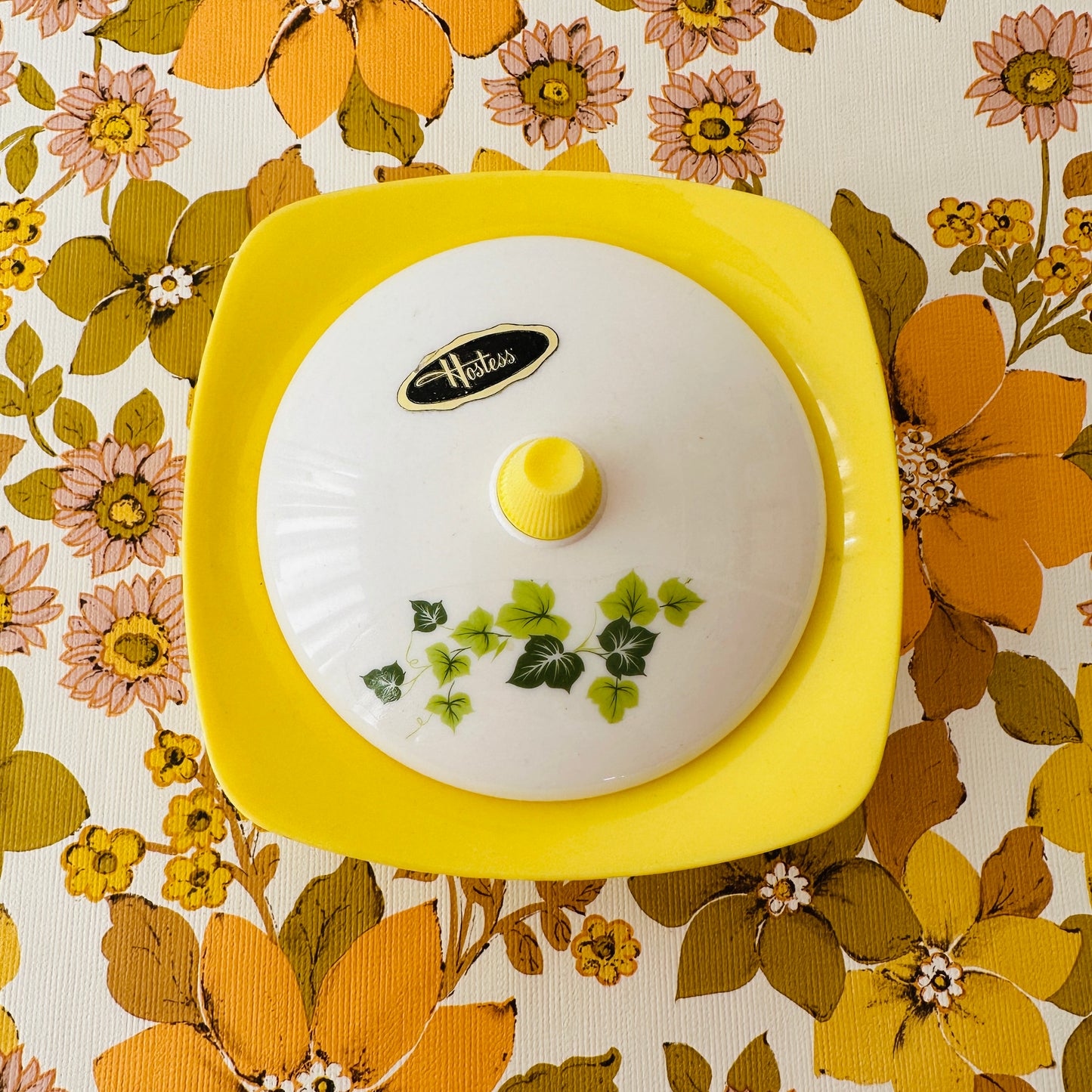 HOSTESS Vintage Yellow Floral Dish