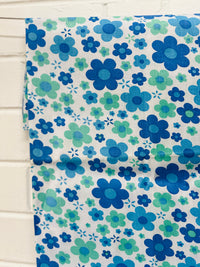 220cms Retro Blue Flower POWER Fabric Vintage