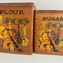 RETRO Set of Wooden Canisters FOUR Japan