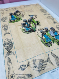 Bright Vintage Linen Tea Towel UNUSED