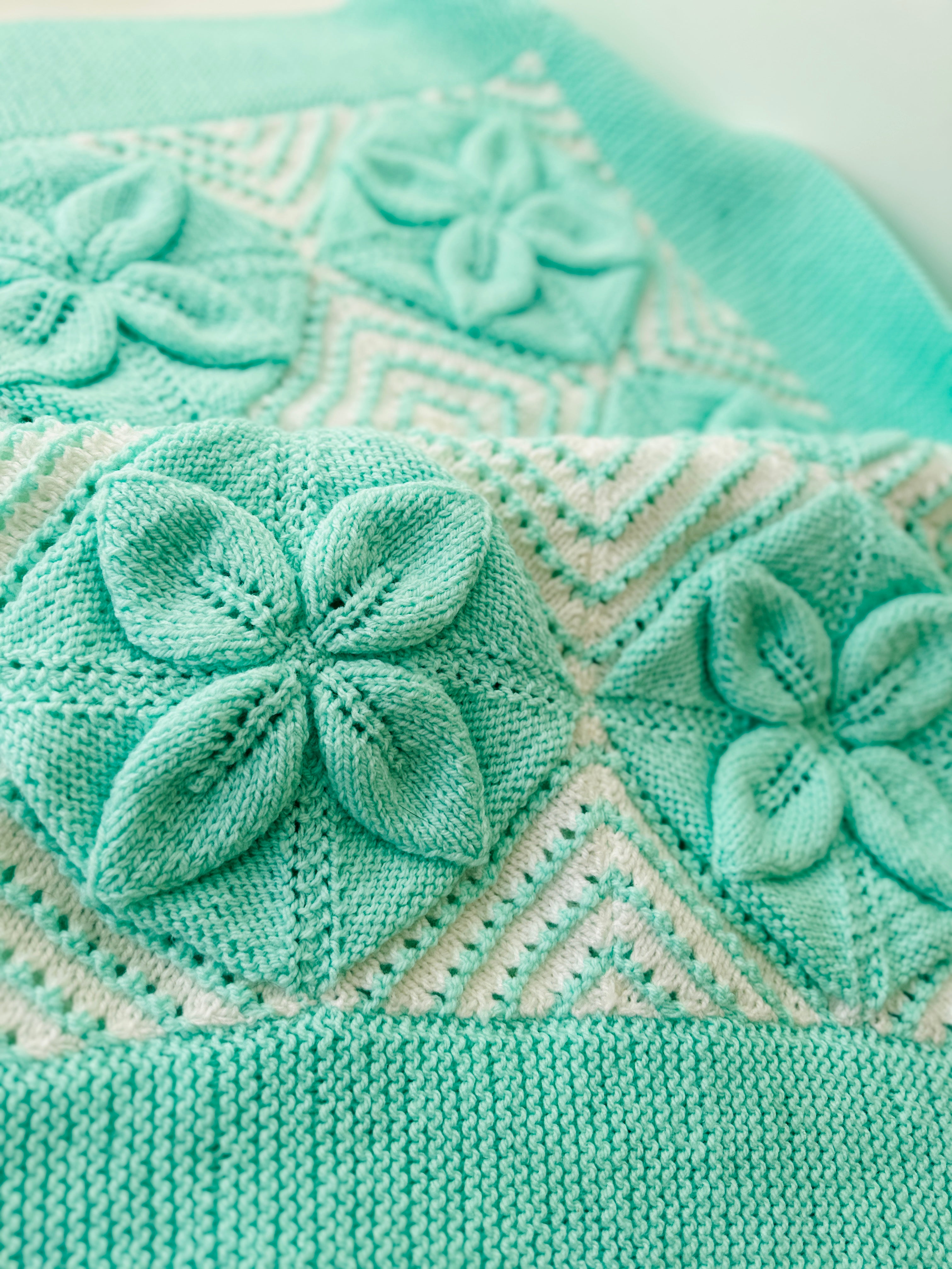 Beautiful Handmade Knitted Lap / Cot Blanket