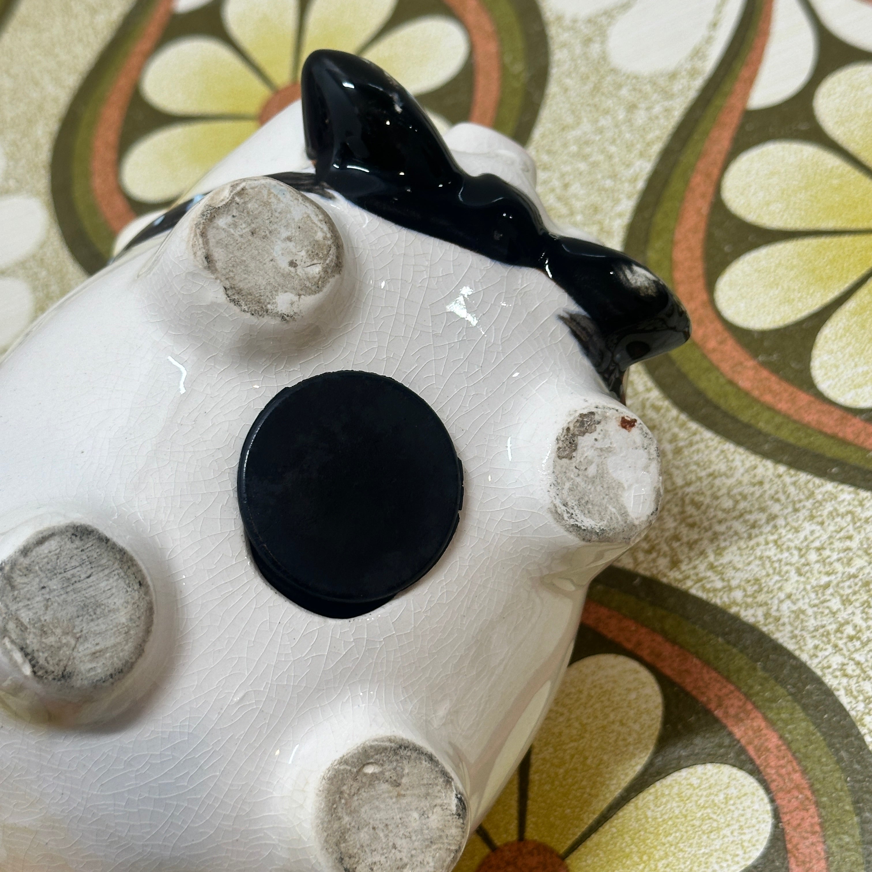 Kitsch Vintage Yellow Piggy Bank