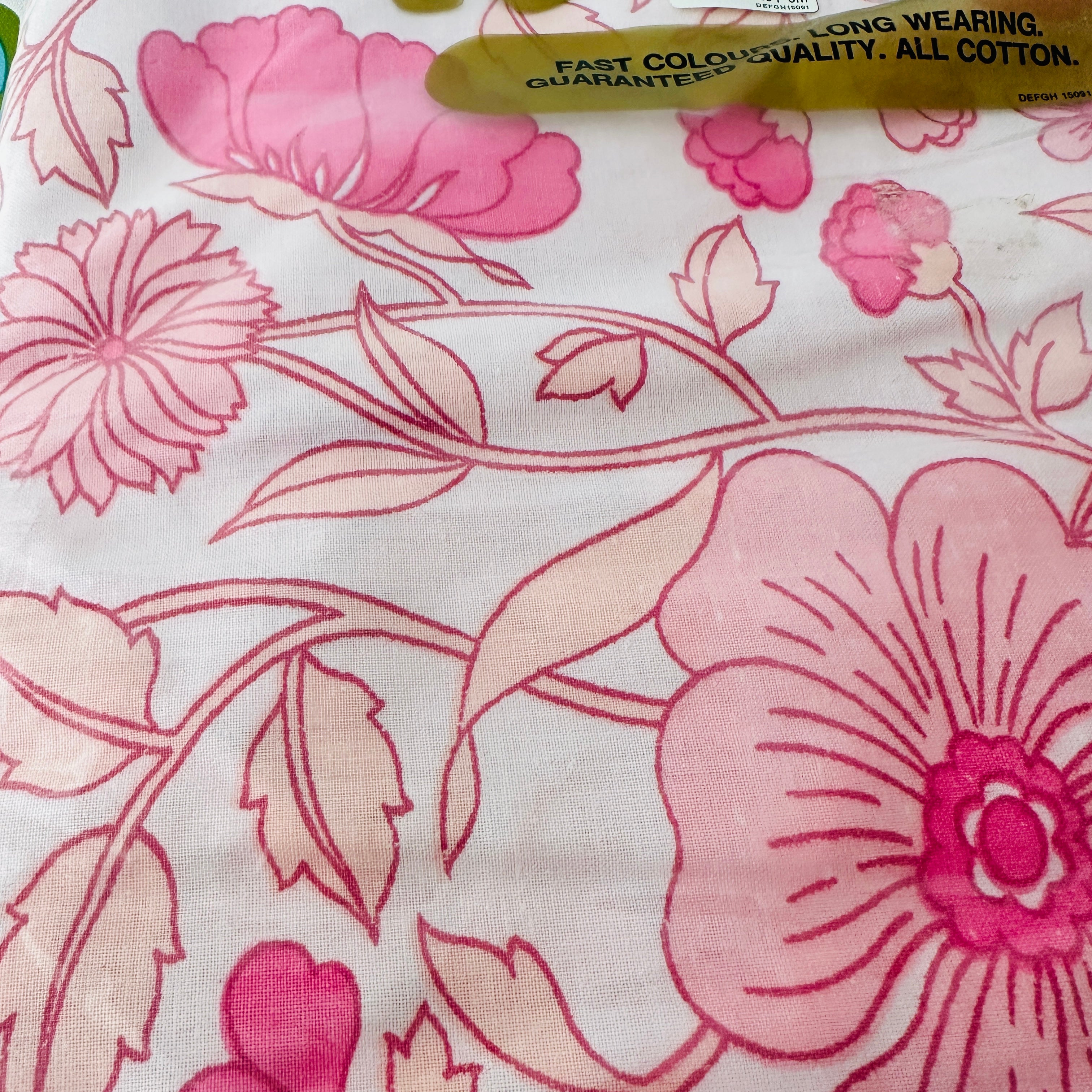 One RETRO Bright Pink Cotton SHEET All Cotton