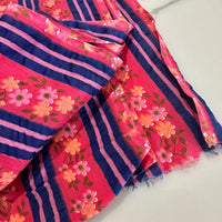 260cms Adorable Vintage Cotton Fabric Floral Stripes