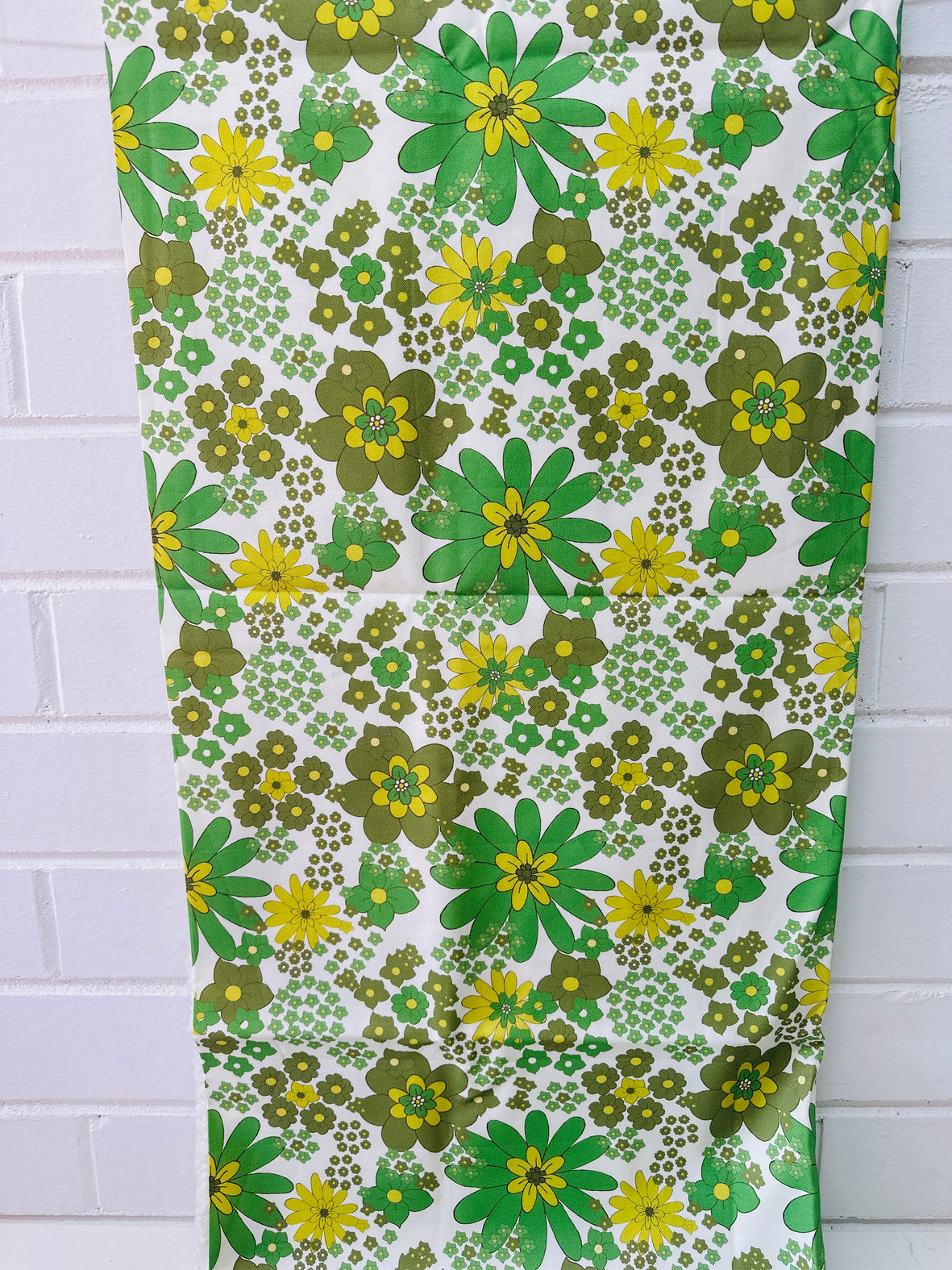 120cms Cotton Sample Fabric Green Retro Print