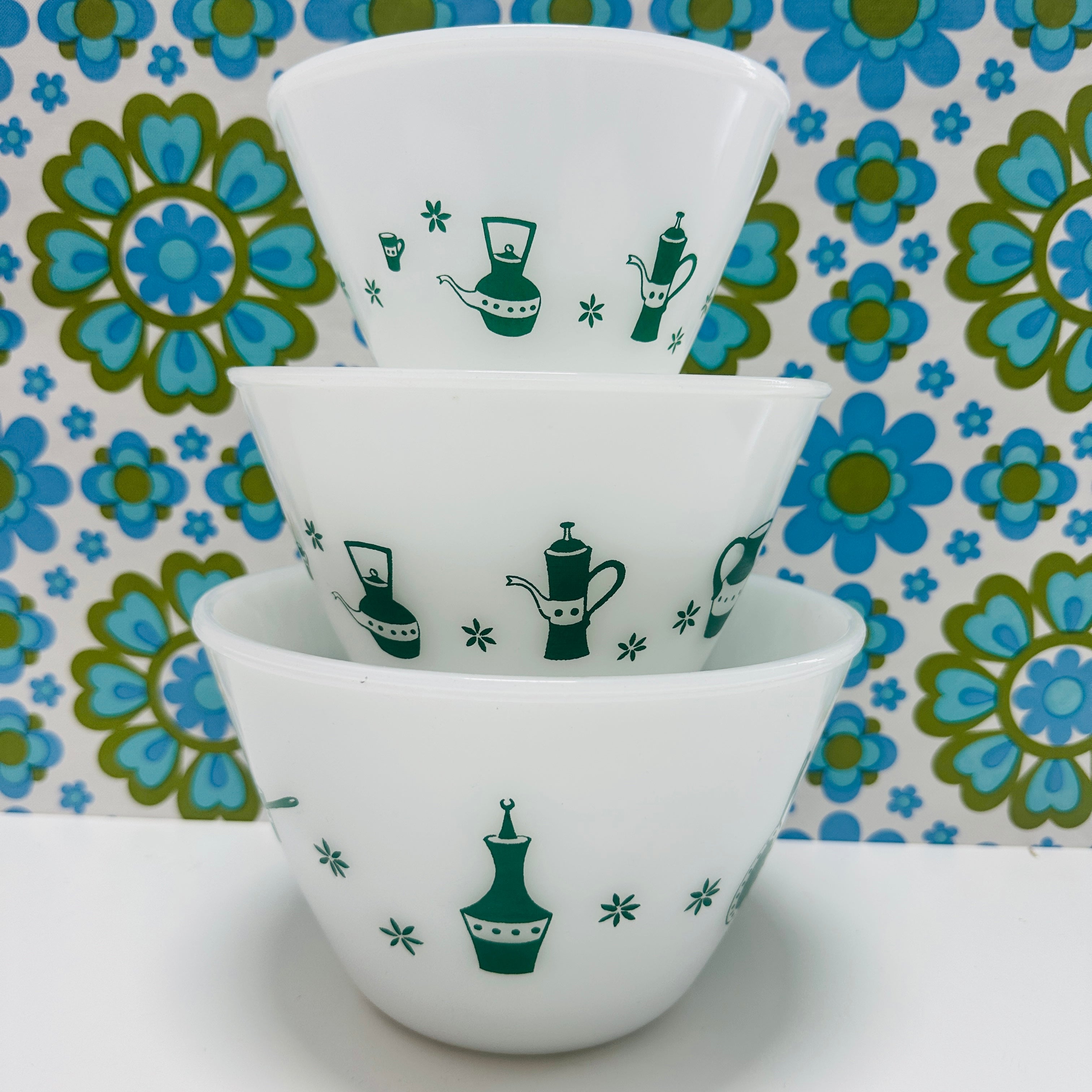 1950's French Opalex Milk Glass Bowls