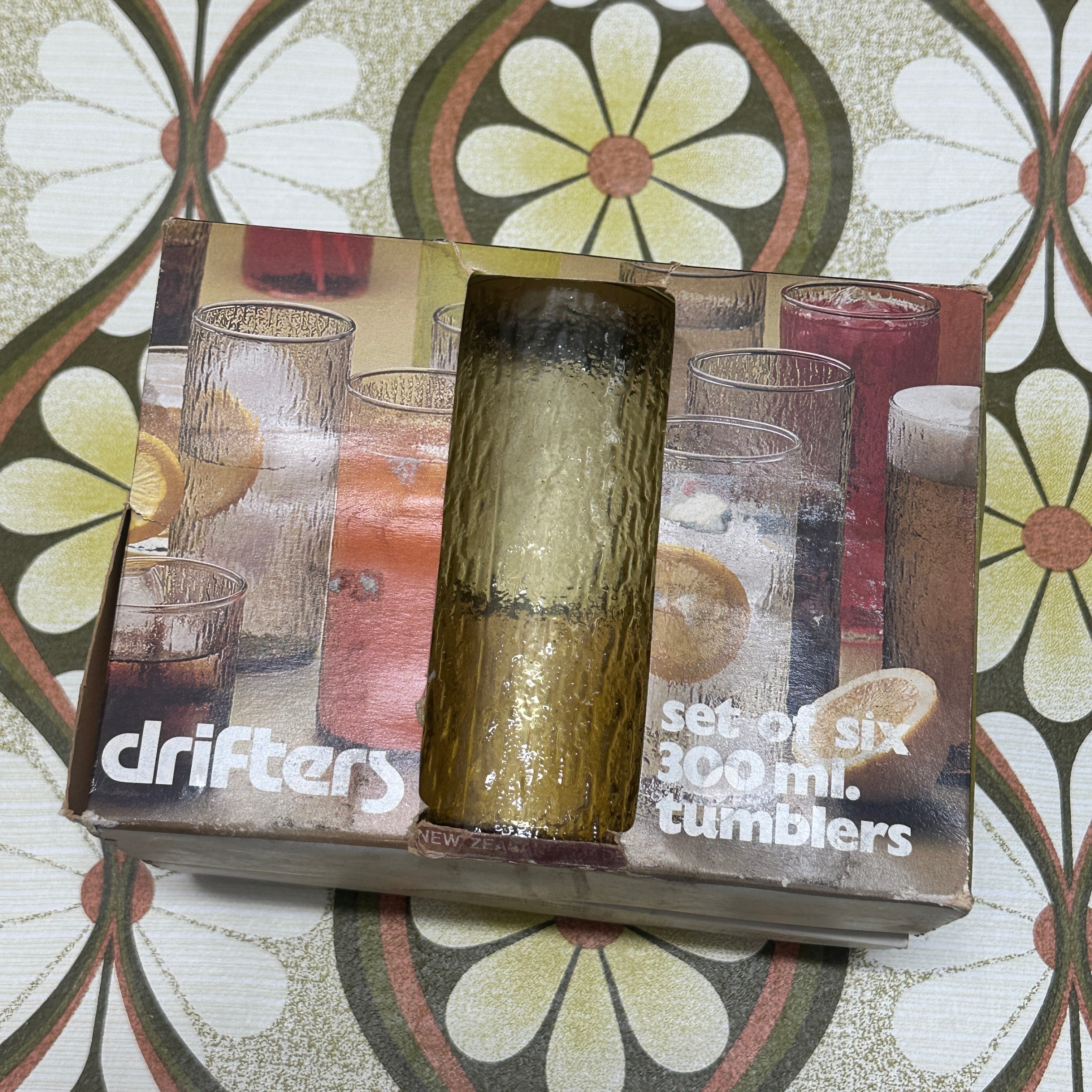Boxed Set of SIX Vintage TUMBLERS Mid Century Retro