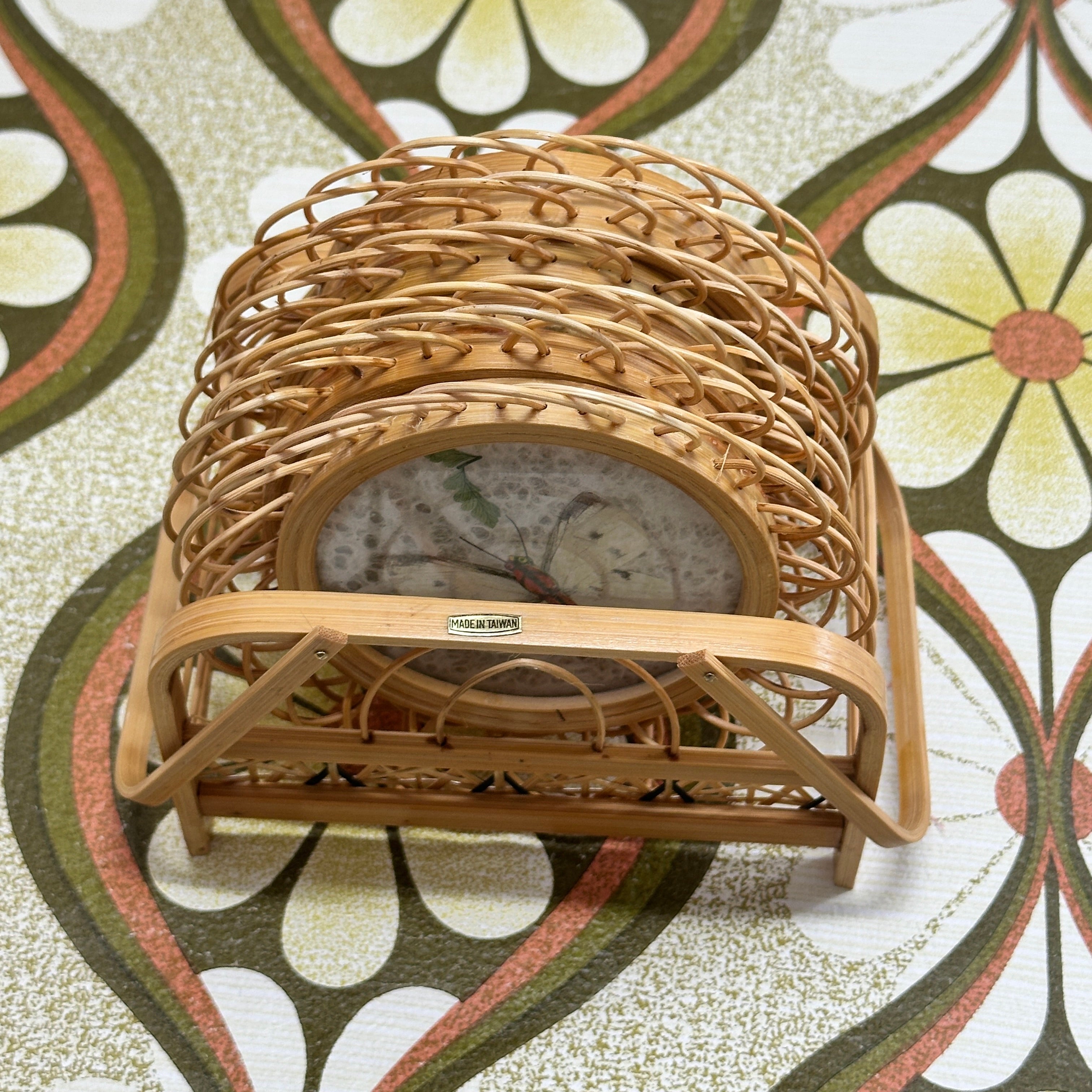 Kitsch Coasters Wicker Butterflies SIX