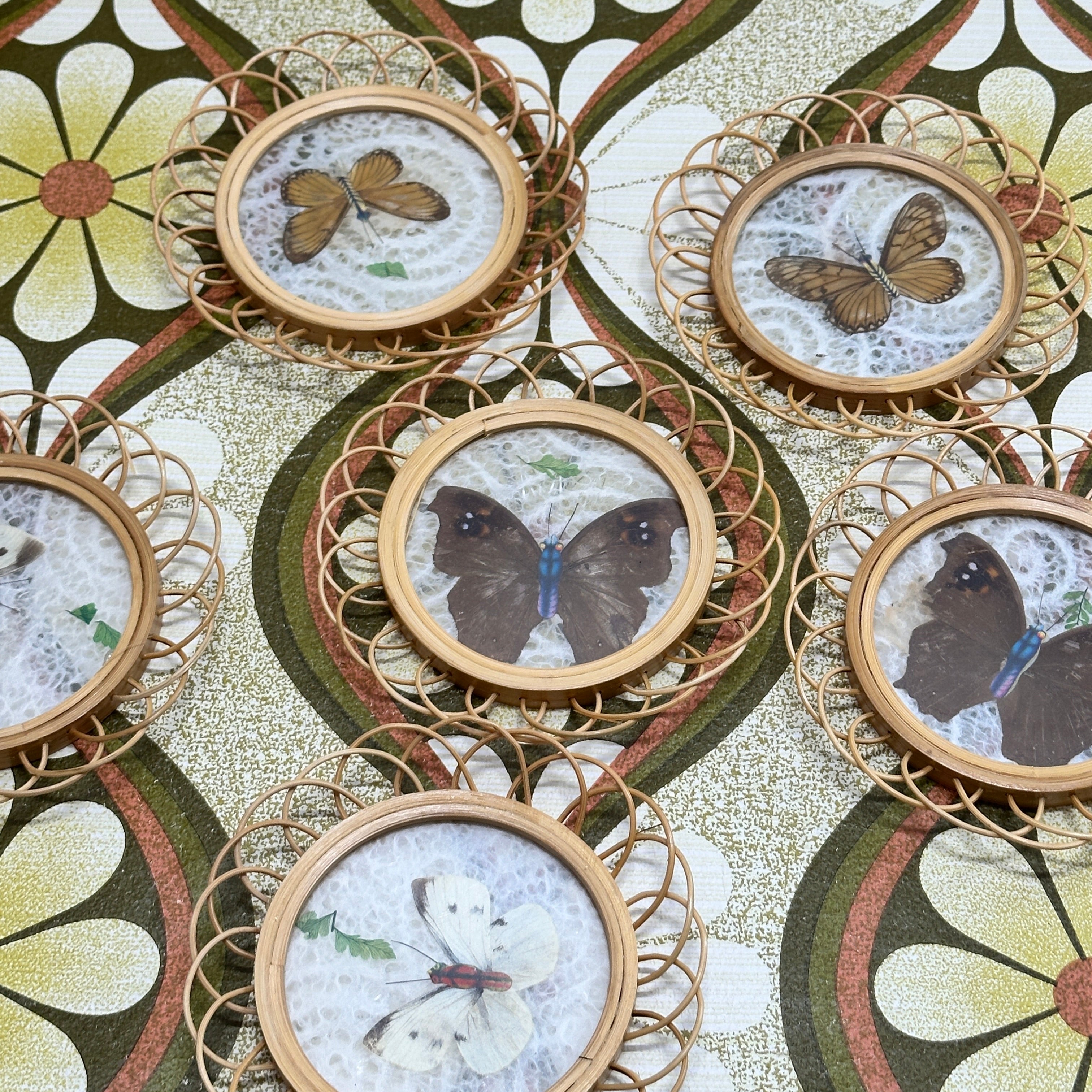 Kitsch Coasters Wicker Butterflies SIX