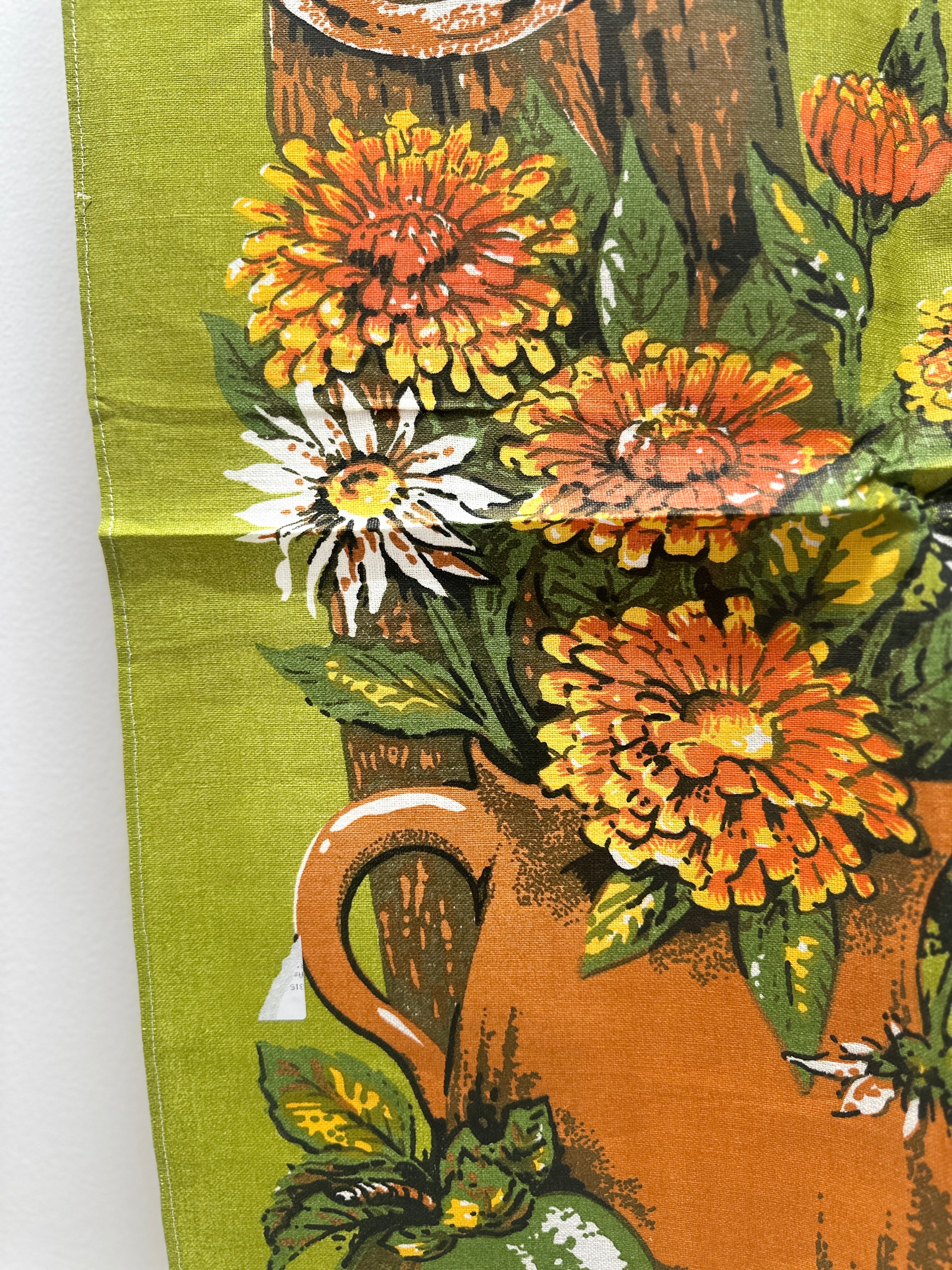 Floral Vintage Tea Towel UNUSED