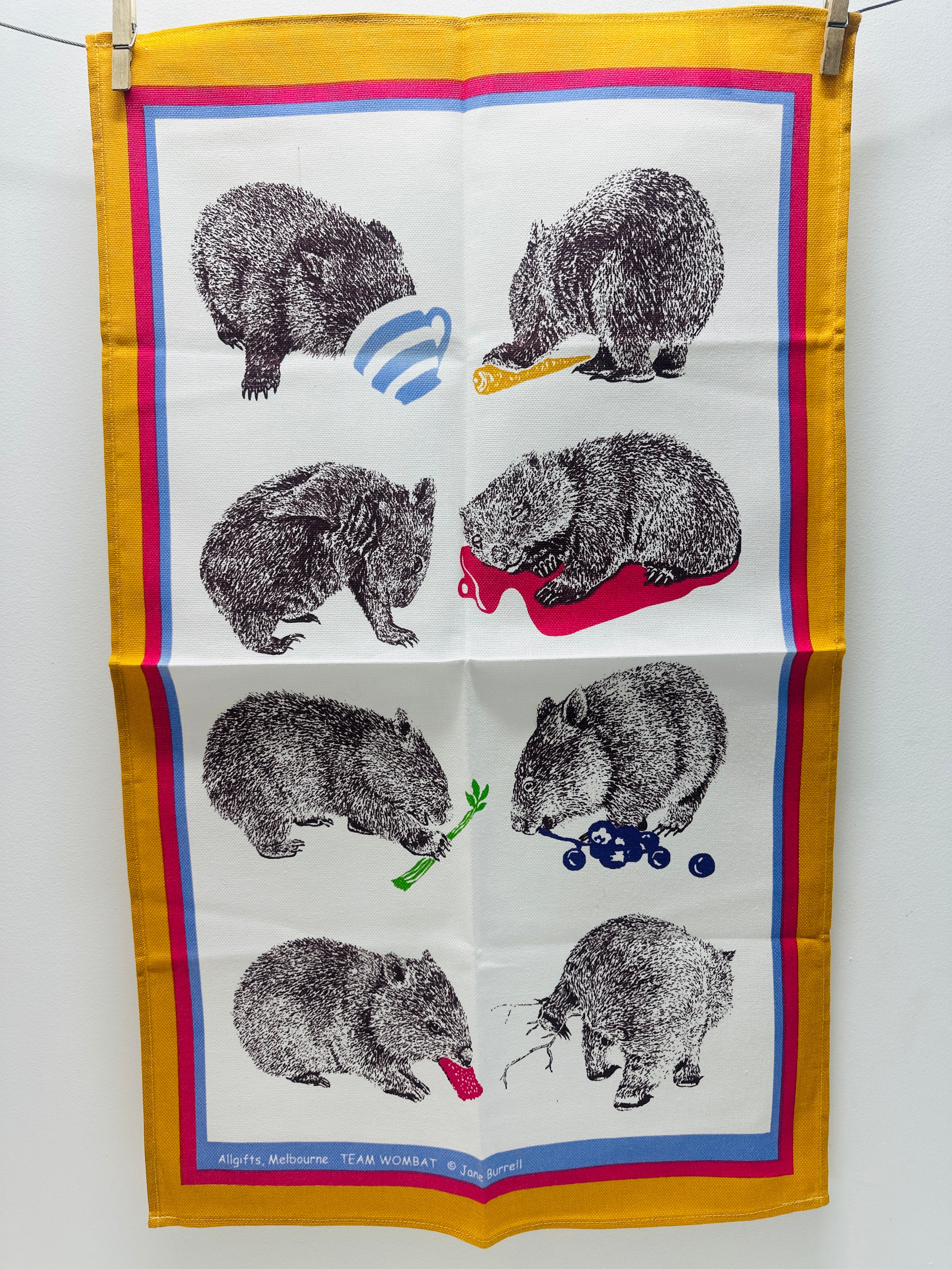 Wombats Jane Burrell UNUSED Tea Towel