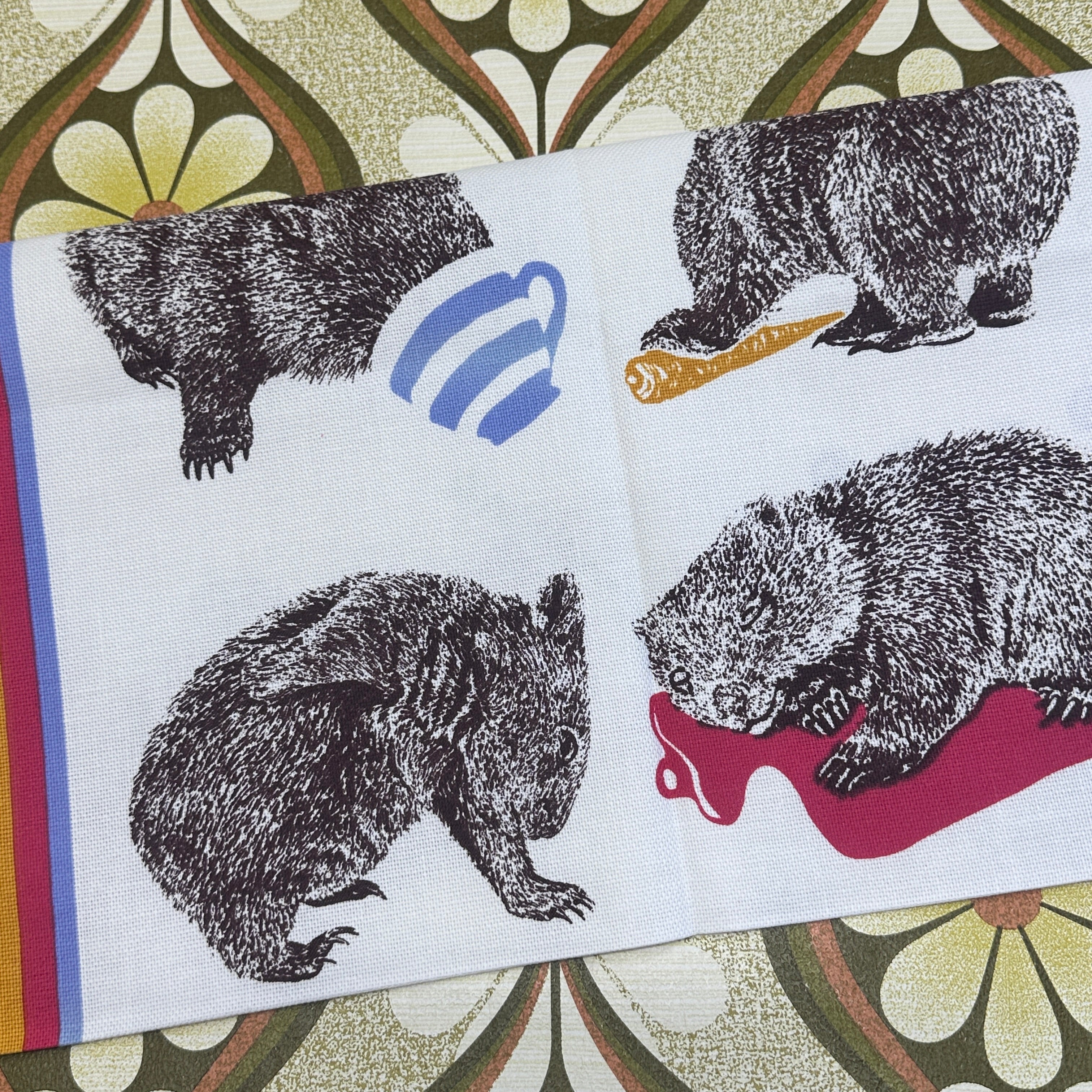 Wombats Jane Burrell UNUSED Tea Towel
