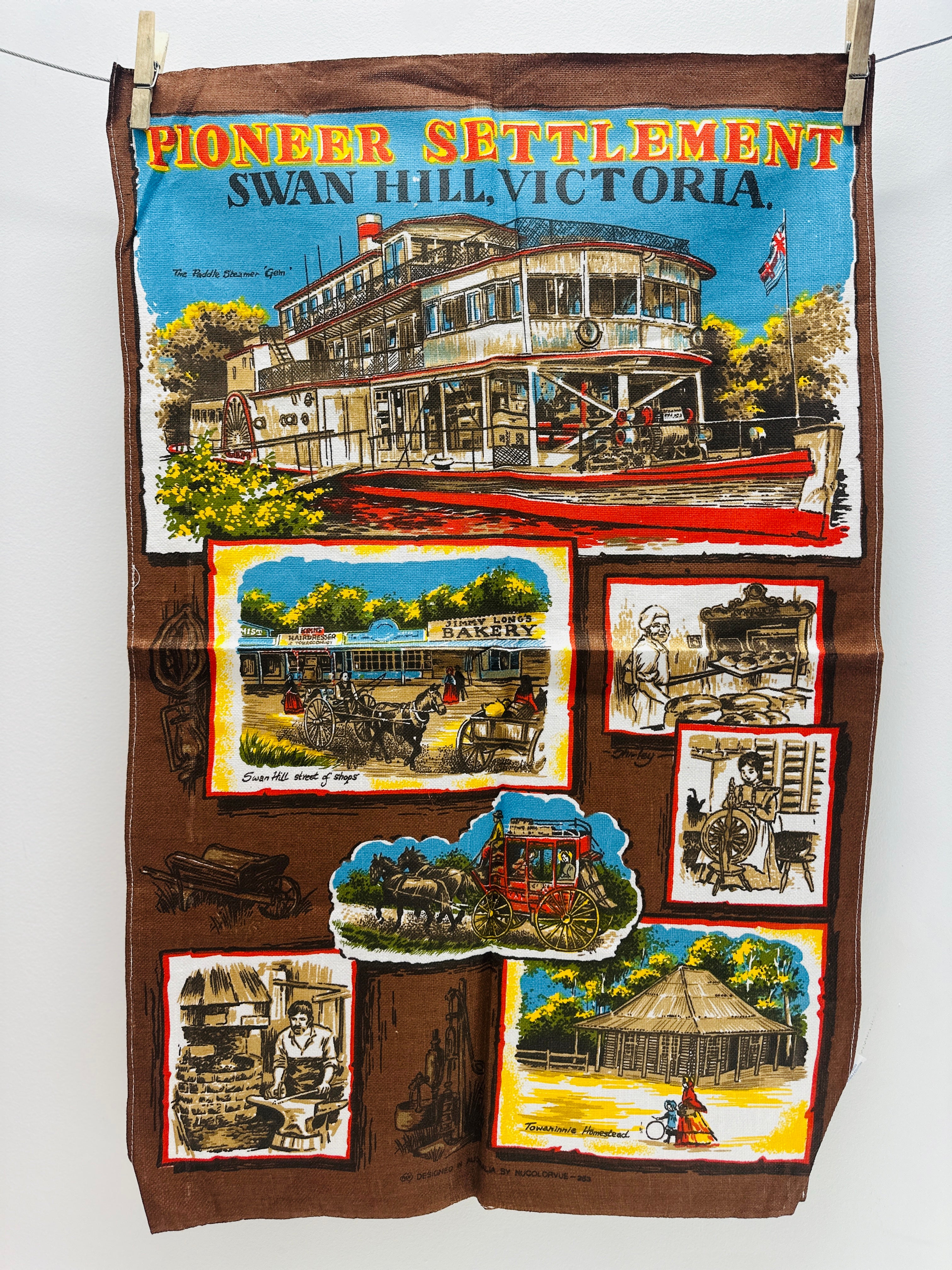 Vintage Tea Towel UNUSED Swan Hill